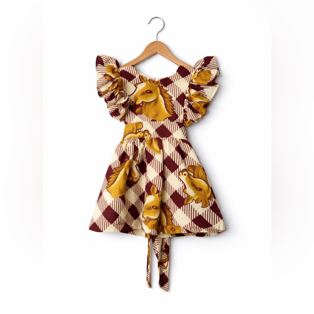 Sadie Then Ty Horse Pinafore Dress 18-24M Western Cowgirl Toddler Handmade Cute